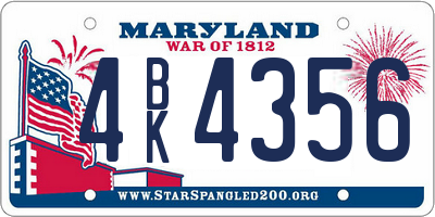 MD license plate 4BK4356