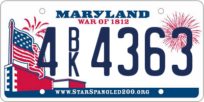 MD license plate 4BK4363