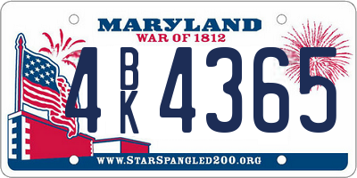 MD license plate 4BK4365
