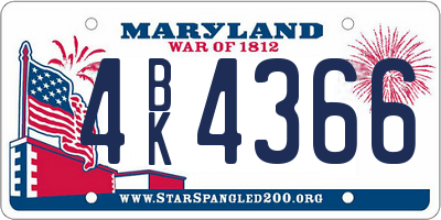 MD license plate 4BK4366