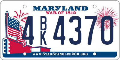 MD license plate 4BK4370