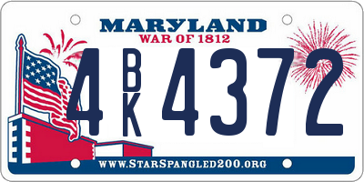 MD license plate 4BK4372