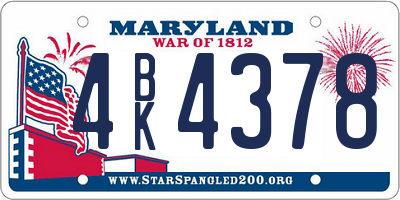MD license plate 4BK4378