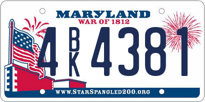 MD license plate 4BK4381