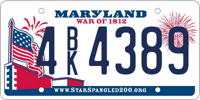 MD license plate 4BK4389