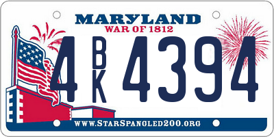 MD license plate 4BK4394
