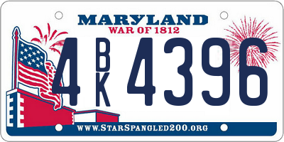 MD license plate 4BK4396