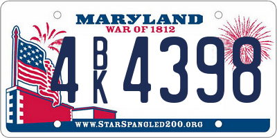 MD license plate 4BK4398