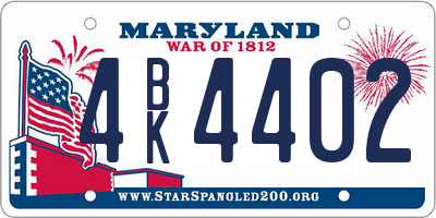MD license plate 4BK4402