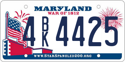 MD license plate 4BK4425