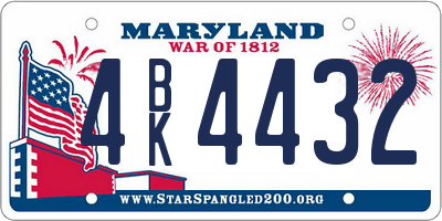 MD license plate 4BK4432