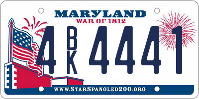 MD license plate 4BK4441