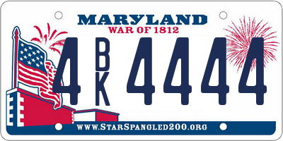 MD license plate 4BK4444