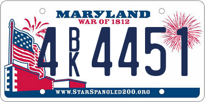 MD license plate 4BK4451