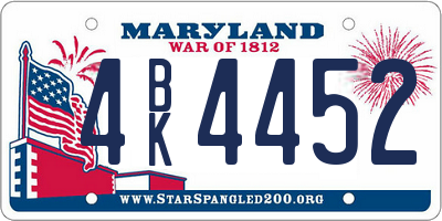 MD license plate 4BK4452