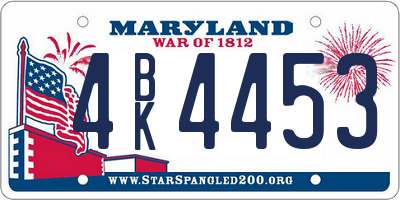 MD license plate 4BK4453