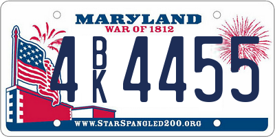 MD license plate 4BK4455