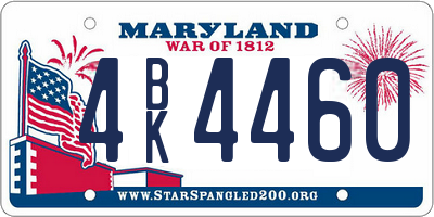 MD license plate 4BK4460