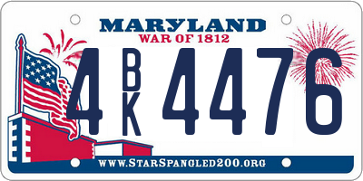 MD license plate 4BK4476