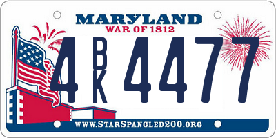 MD license plate 4BK4477
