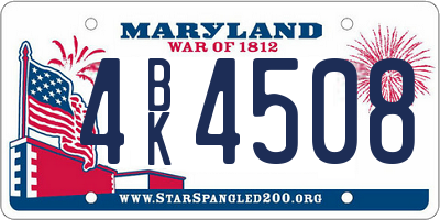 MD license plate 4BK4508