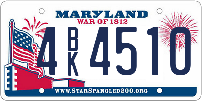 MD license plate 4BK4510