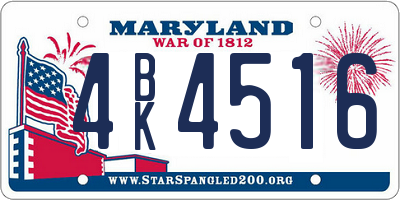 MD license plate 4BK4516