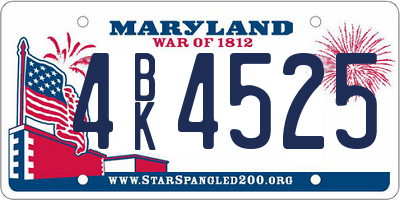 MD license plate 4BK4525