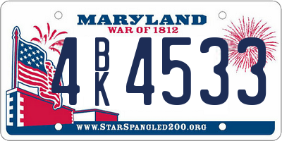 MD license plate 4BK4533