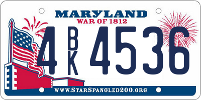 MD license plate 4BK4536