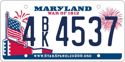 MD license plate 4BK4537