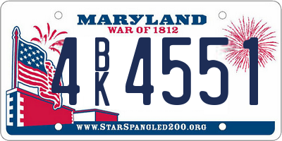 MD license plate 4BK4551