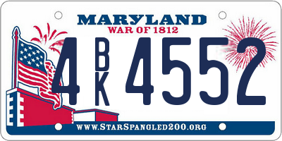 MD license plate 4BK4552