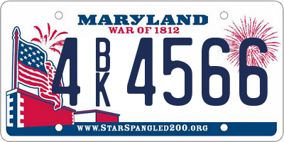 MD license plate 4BK4566