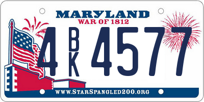 MD license plate 4BK4577