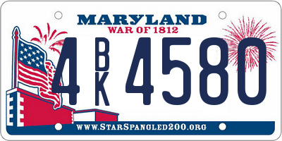 MD license plate 4BK4580