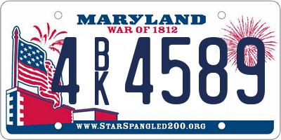 MD license plate 4BK4589