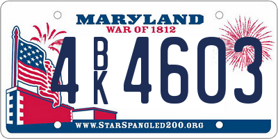 MD license plate 4BK4603