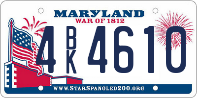 MD license plate 4BK4610