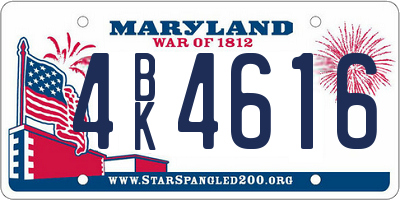MD license plate 4BK4616