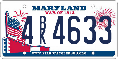MD license plate 4BK4633