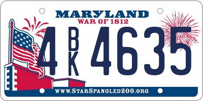 MD license plate 4BK4635