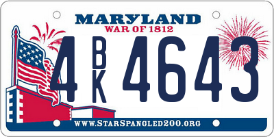 MD license plate 4BK4643