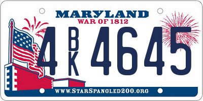 MD license plate 4BK4645