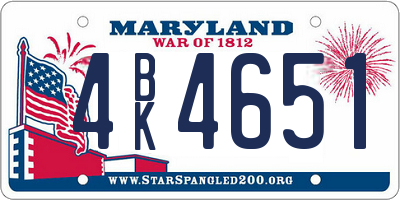 MD license plate 4BK4651
