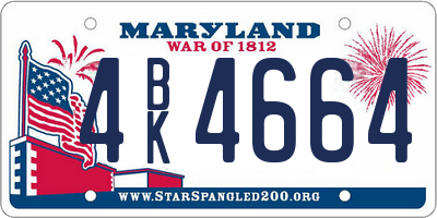 MD license plate 4BK4664