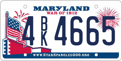 MD license plate 4BK4665