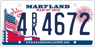 MD license plate 4BK4672