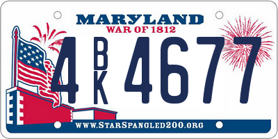 MD license plate 4BK4677