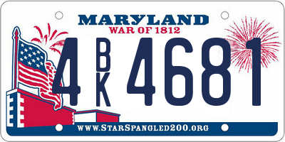 MD license plate 4BK4681